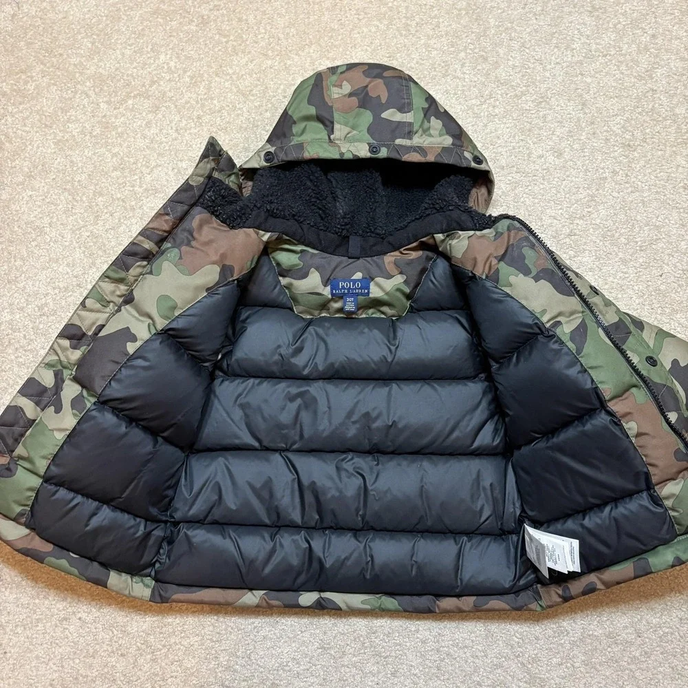Polo Ralph Lauren Puffer Jacket Toddler‎ 2T Green Camo Hooded Coat Insulated